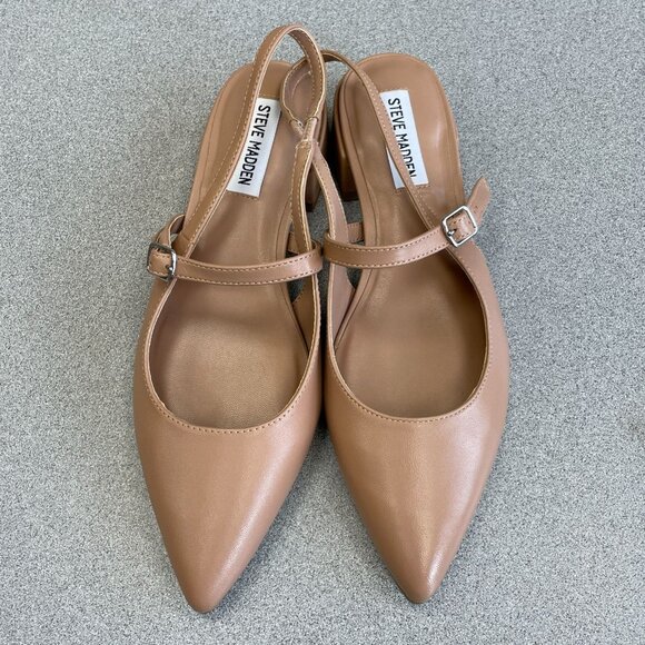 NEW Steve Madden Christyy Women's Size 8M  Tan Slingback Shoes Leather Upper - Picture 2 of 8